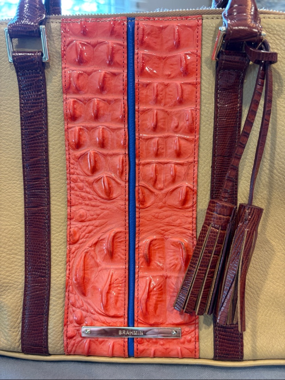 Brahmin Yellow, Orange & Brown Satchel - Picture 2 of 12